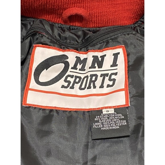 OMNI SPORTS Men's WOOL / LEATHER SLEEVE RED/BLUE VARSITY LETTERMAN JACKET - S - Picture 4 of 12
